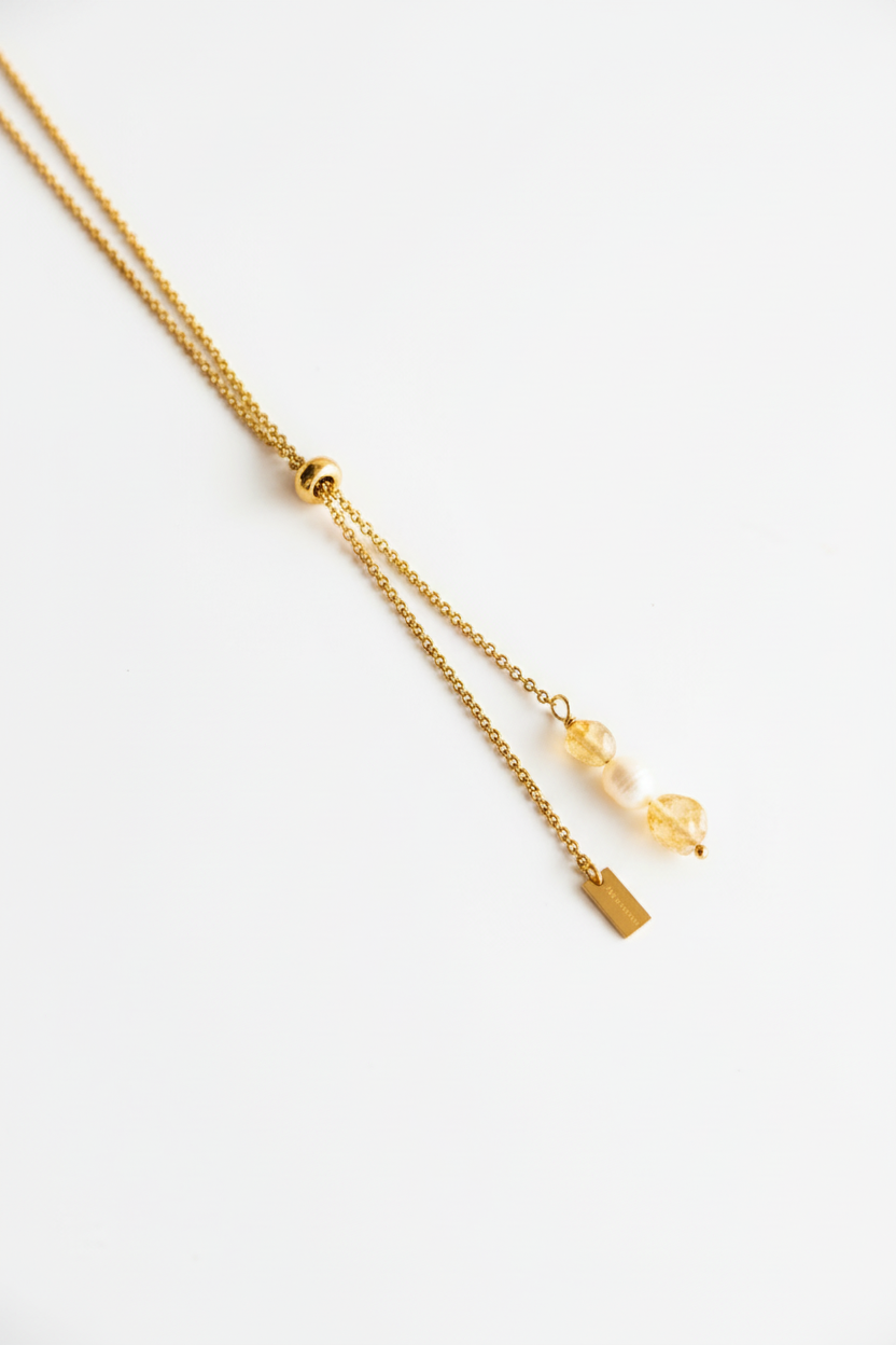 Colar Lariat Ágata Amarela