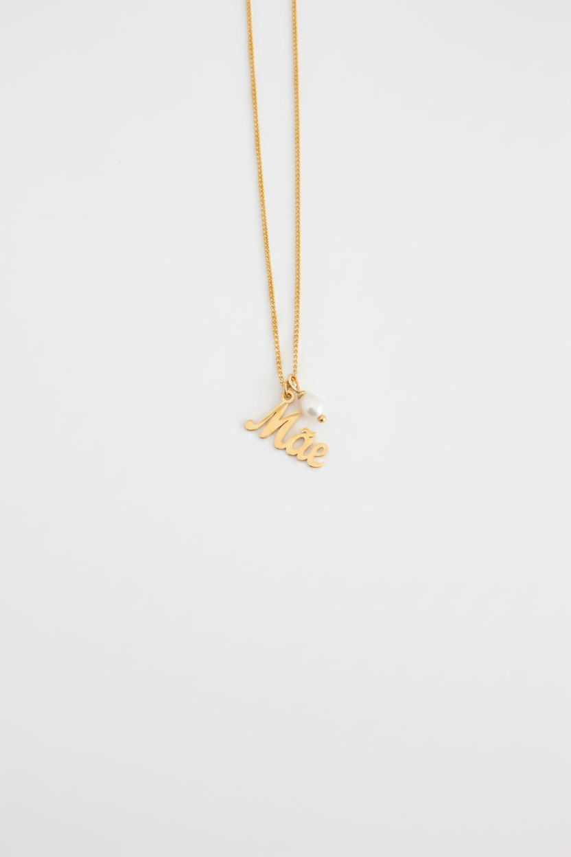 Colar Mãe com pérola fundo branco