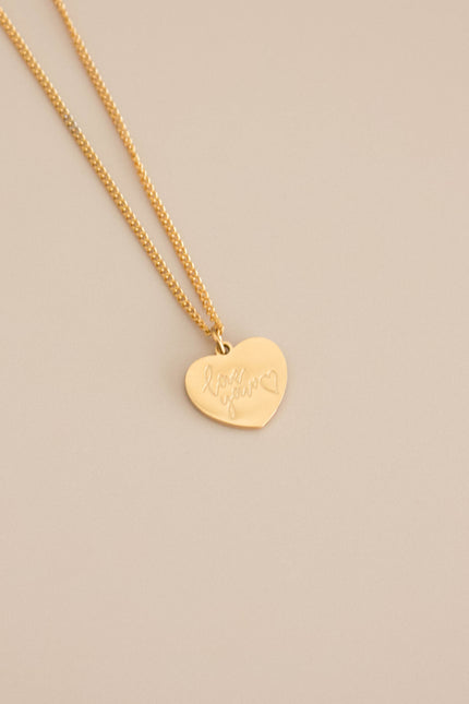 Colar em Aço Dourado com Coração e Frase 