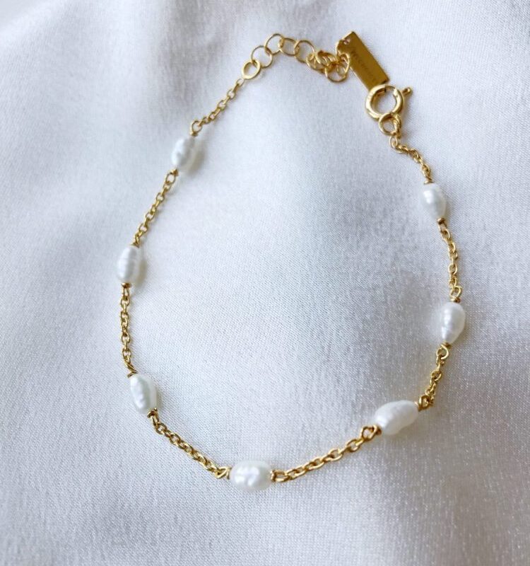 Pulseira Meissa em Prata com Banho de Ouro 24K com Pérolas