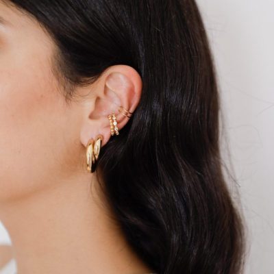 Earcuff com Bolinhas e Zircónias Brancas