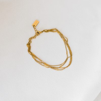 Pulseira em Aço Dourado com 4 Voltas