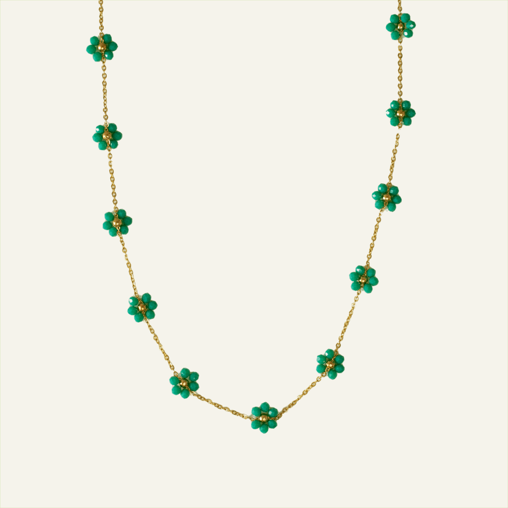 Colar ou Pulseira em Aço com Margaridas Azuis