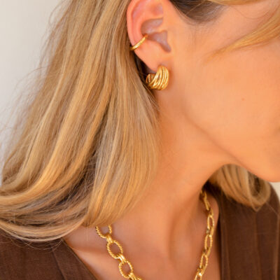 Earcuff em Aço Dourado Simples